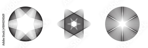 Abstract Radial Line Geometry with Symmetrical Star Shapes Vector Illustration.