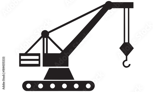 Construction Crane Clipart – Industrial Tower and Crawler Crane Vector Illustrations .