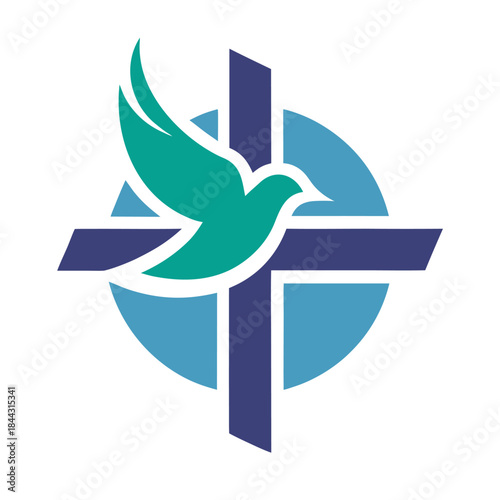 Christian cross and dove symbol
