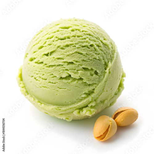 pistachio ice cream on white background