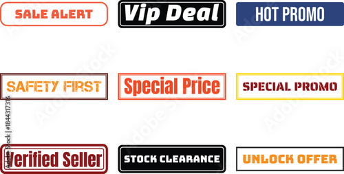 Set of promotional sale labels and stickers isolated on white background