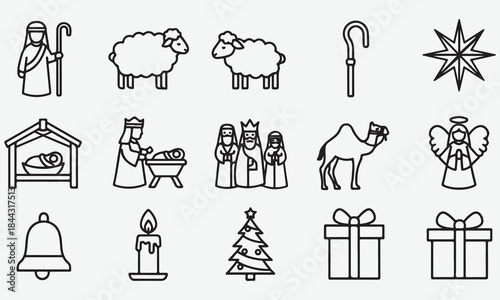 Christmas Nativity Scene Icons and Symbols