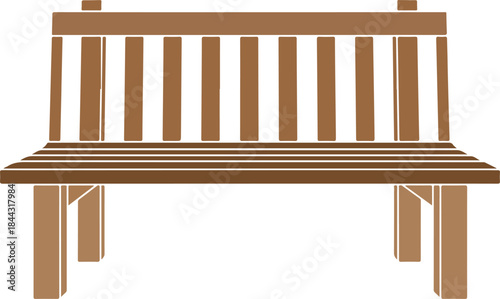 Simple Brown Wooden Park Bench Illustration