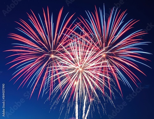 fireworks against a dark blue sky.