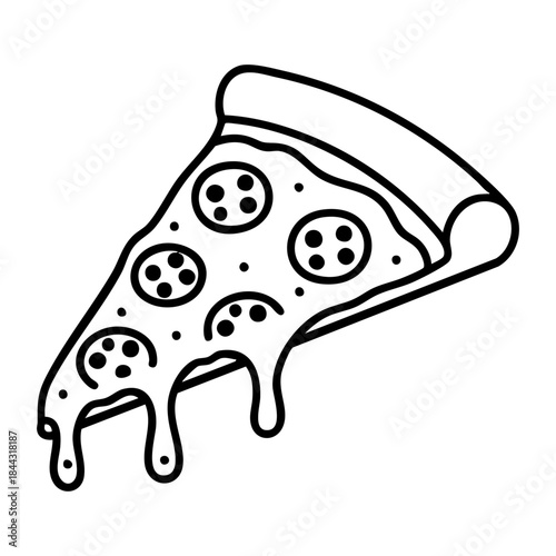Pizza slice fast food italian snack line art icon
