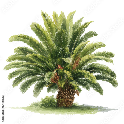 Photos Sago Palm in watercolor style, vector illustration, isolated on white background