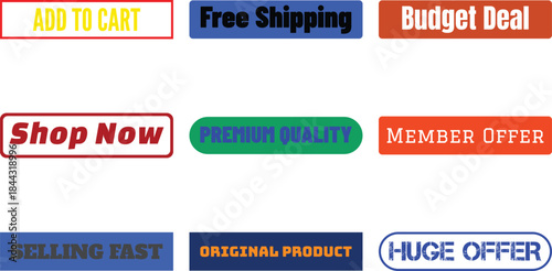 Collection of colorful promotional badges isolated on a transparent background