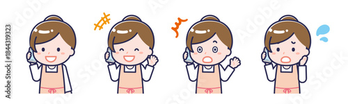 スマートフォンを使う「保育士」の女性