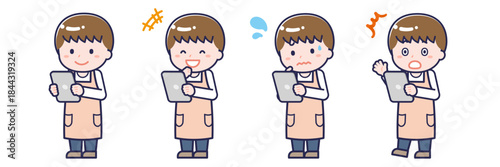 タブレットを使う「保育士」の男性