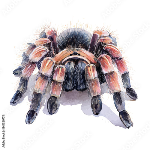 Tarantula Head in watercolor style, vector illustration, isolated on white background.