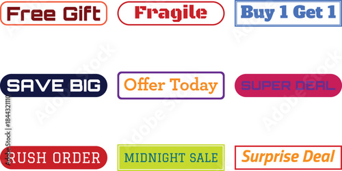 collection of colorful sale labels and stickers on white background