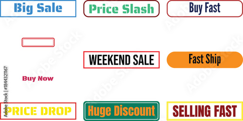 Set of colorful sale labels isolated on transparent background