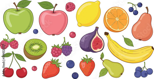 Set of Ice Cream Cones with Various Flavors and Toppings. Flat Vector Illustration of Sweet Summer Dessert.