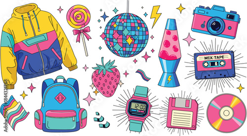 Set of Cute Halloween Drinks and Spooky Characters. Vector Illustration of Ghost, Mummy, Candy Corn, and Magic Cauldron.