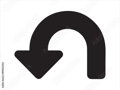 Traffic u turn arrow icon vector flat design, U turn sign icon. U turn square arrow isolated illustration