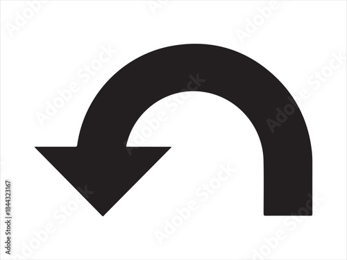 Traffic u turn arrow icon vector flat design, U turn sign icon. U turn square arrow isolated illustration