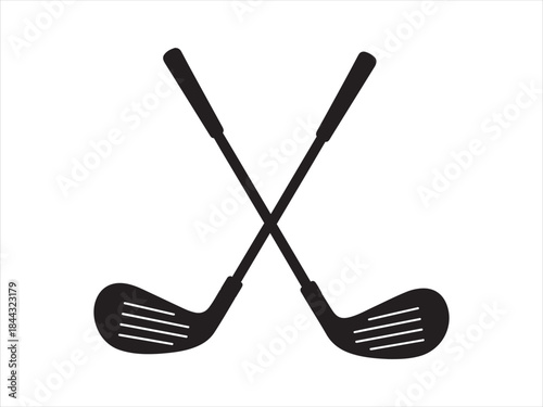 3d best selling two golf clubs crossed, Simple icon of two crossed golf clubs in silhouette for sports and leisure design vector illustration