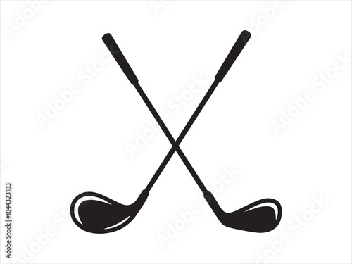 3d best selling two golf clubs crossed, Simple icon of two crossed golf clubs in silhouette for sports and leisure design vector illustration
