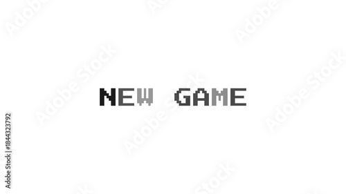 New Game Pixel Text on White Background. Classic Retro Game Menu