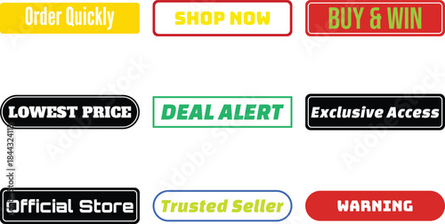 Set of colorful shopping labels isolated on a transparent background