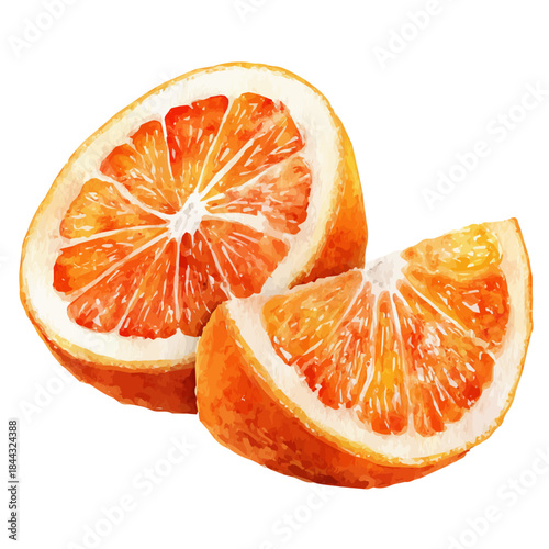 A watercolor painting of Tangerine Slices, vector illustration on white background.
