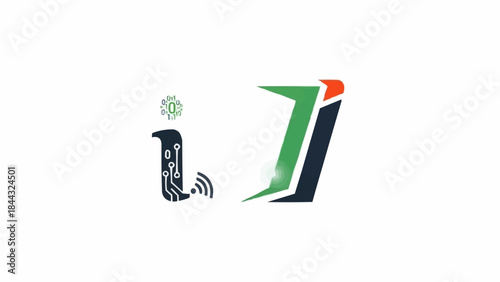 Modern Digital Letter I and Number 1 Logo Design.