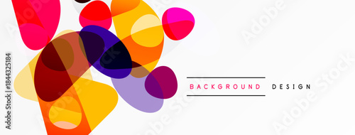 Abstract colorful overlapping circles create vibrant modern background. Design features warm, cool hues, simple geometry.