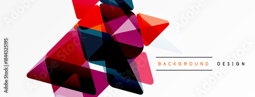 Abstract geometric shapes overlap, creating vibrant color gradients. Modern design element for backgrounds, presentations.