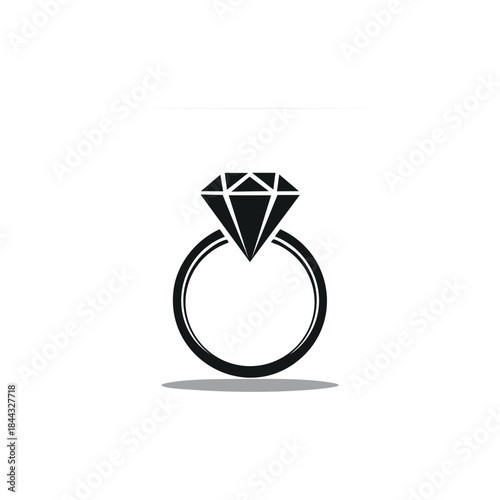 Diamond engagement ring heart symbol concept vector illustration