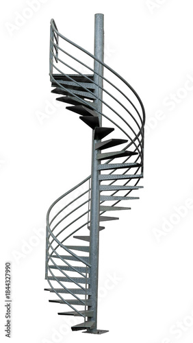 escalier métallique en colimaçon, PNG fond transparent, format 9:16