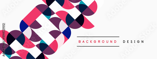 Abstract circles overlap, creating vibrant pattern. Pink, blue, purple hues dominate white space. Modern design element.