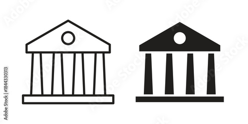 Courthouse icons for web design set in black stroke and solid style. EPS10