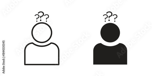 Curious human icons for web design set in black stroke and solid style. EPS10