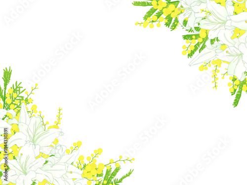 ゆりとミモザのフレーム①ななめ