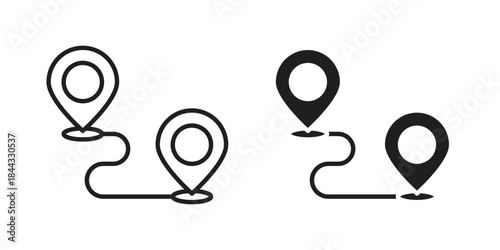 Distance icons for web design set in black stroke and solid style. EPS10