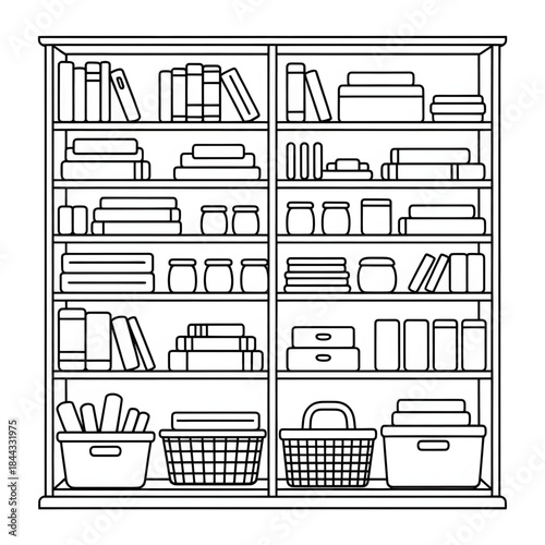 A line art storage rack illustration vector style coloring book 
