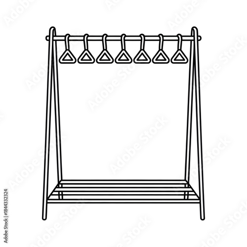 A line art Cloth rack illustration vector style coloring book 
