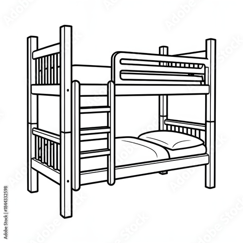 A line art bunk bed illustration vector style coloring book 
