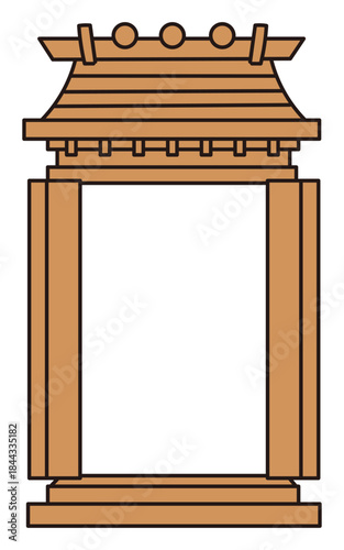 Kamidana Shrine House Vector Illustration – Japanese Shinto Altar