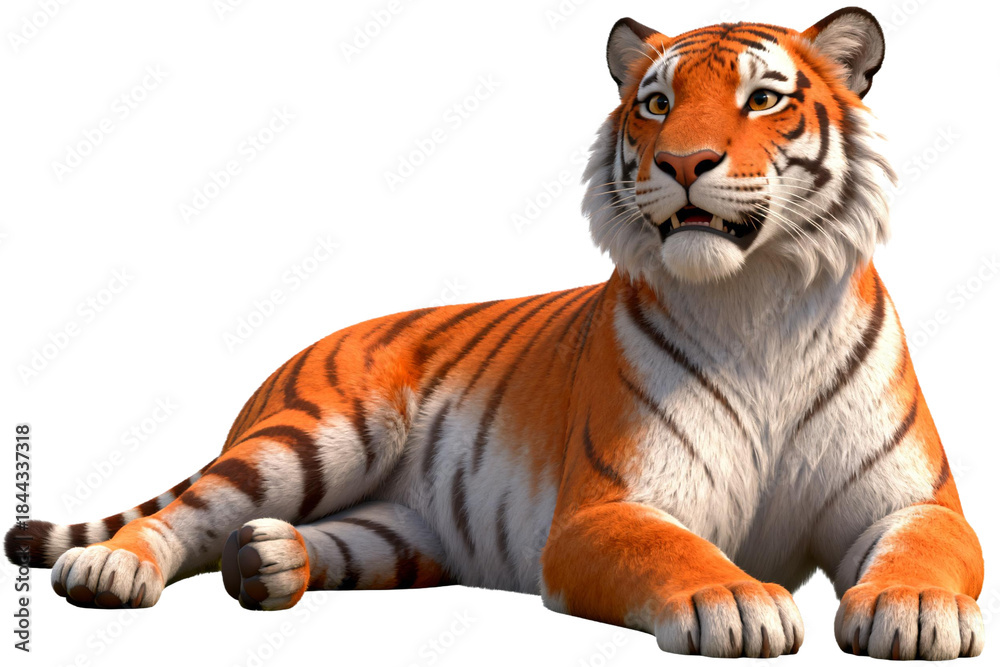 Obraz premium Lying Siberian Tiger with Orange Stripes