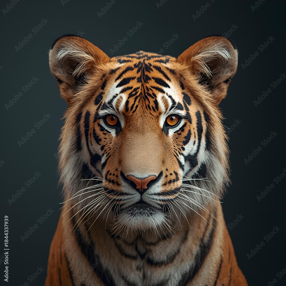 Fototapeta premium Striking Tiger Close-Up Portrait in Natural Habitat