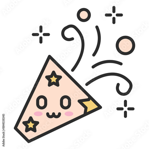 cute party popper with stars and confetti clip art preview