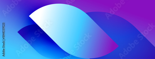 Abstract gradient design. Blue, purple hues blend smoothly. Curved shapes overlap creating dynamic visual effect. Modern, vibrant composition.