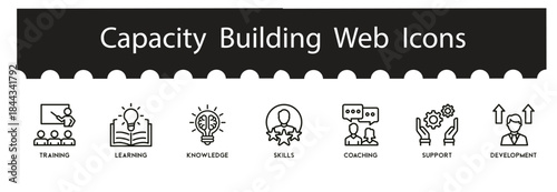 Capacity Building and Professional Development Vector Illustration Featuring Business Training, Employee Growth, Mentoring, Leadership, Skills Improvement, and Career Success Concepts.