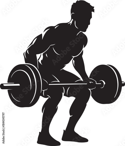 Man lifting weights in a strong silhouette pose