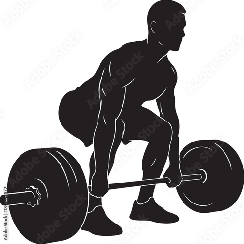 Man lifting weights in a strong silhouette pose