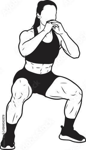 Woman performing bodyweight squat exercise illustration