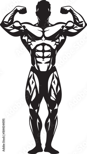 Bodybuilder flexing double biceps pose silhouette icon