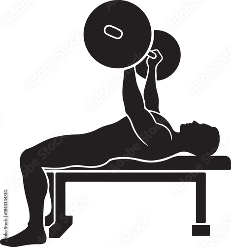 Man performing barbell bench press exercise silhouette icon