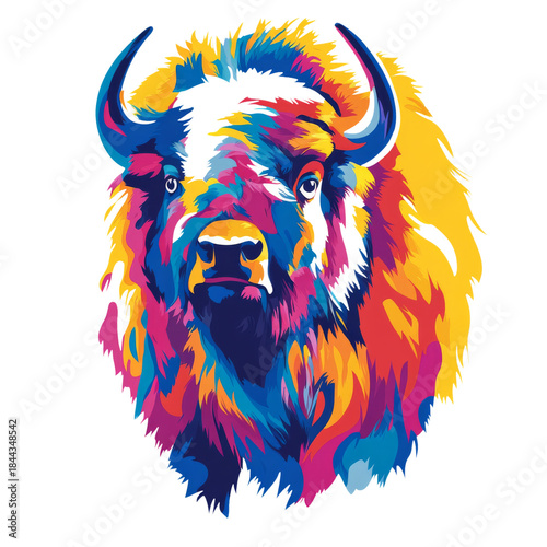 Bison Portrait Illustration Watercolour Painting